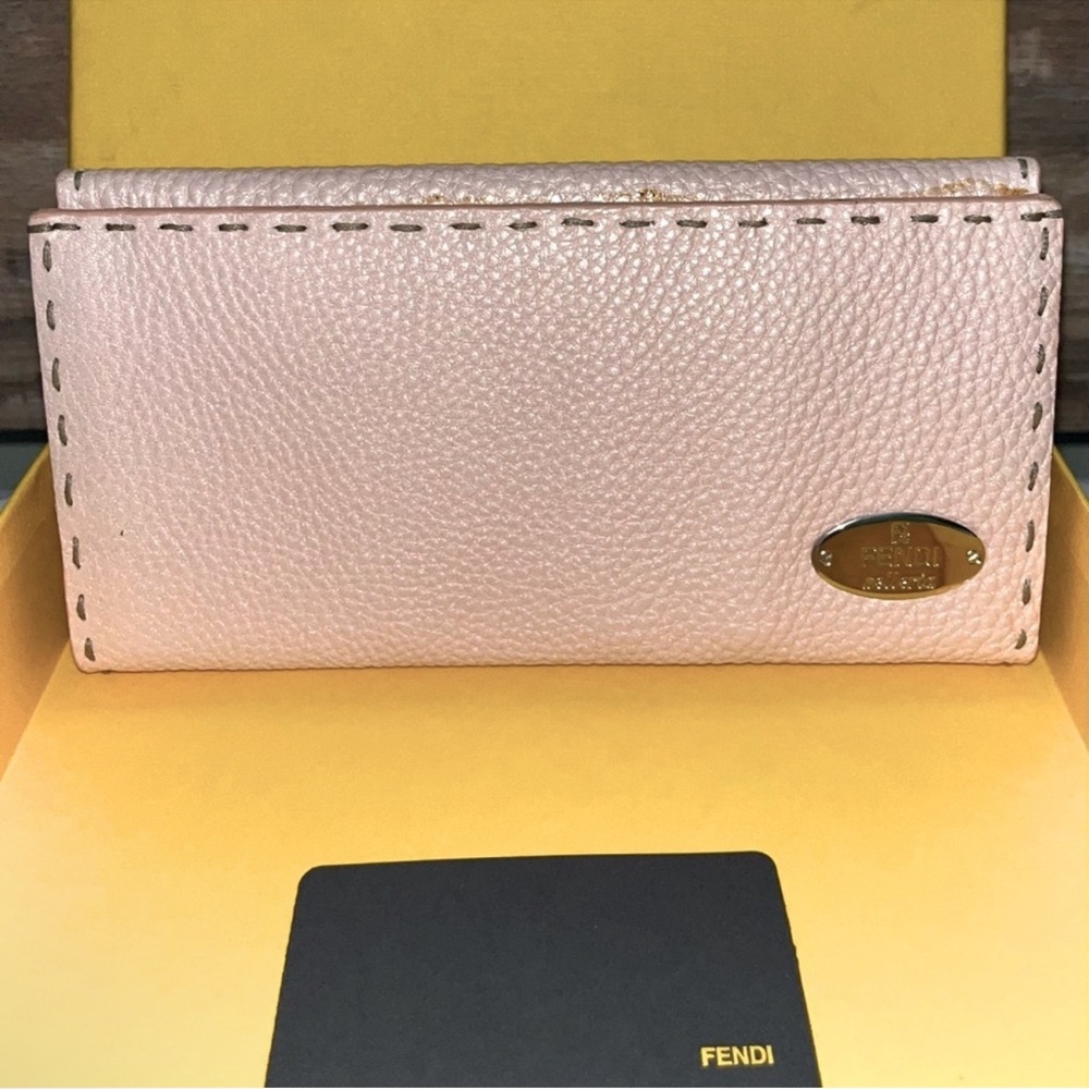 Fendi Sellaria Blush Pink Leather Wallet w/ box